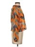 Astr 100% Polyester Chevron-herringbone Orange Long Sleeve Blouse Size S - photo 4