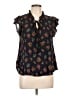 Mine 100% Polyester Black Short Sleeve Blouse Size L - photo 1