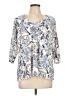 Chico's 100% Polyester Damask Blue 3/4 Sleeve Blouse Size L - photo 1