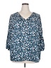 Collective Concepts 100% Polyester Blue 3/4 Sleeve Blouse Size 2X - photo 1
