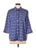 Blair 100% Polyester Print Blue 3/4 Sleeve Blouse Size L - photo 1