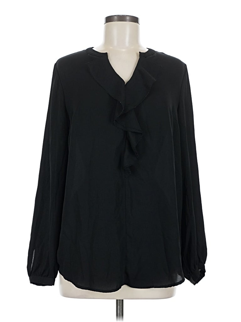 Pre-owned Mossimo Long Sleeve Blouse In Black
