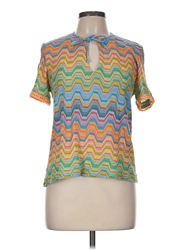 Pre-owned Valerie Khalfon Short Sleeve Blouse In Orange