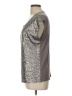 Halogen 100% Polyester Metallic Silver Short Sleeve T-Shirt Size L (petite) - photo 5