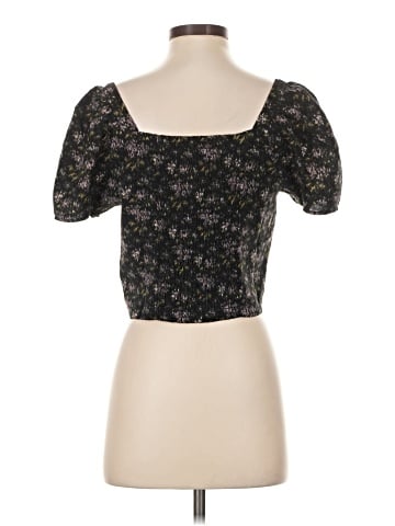 Madewell Hopewell Puff-Sleeve Crop Top in Blurred Ikat (view 2)