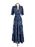 Max Studio Paisley Blue Casual Dress Size XS - photo 1