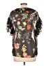 alex & lili 100% Polyester Floral Black Short Sleeve Blouse Size L - photo 2