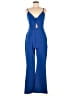 Socialite Solid Blue Jumpsuit Size L - photo 1