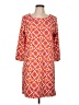 Lands' End Print Orange Casual Dress Size L - photo 1