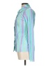 Kiwi 100% Polyester Stripes Teal Long Sleeve Blouse Size L - photo 5