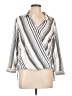 Lulus 100% Viscose Stripes Silver 3/4 Sleeve Blouse Size L - photo 1