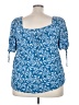 Angels 100% Rayon Blue Short Sleeve Blouse Size 3X - photo 2