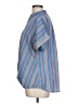 Jade 100% Polyester Stripes Blue Short Sleeve Blouse Size L - photo 5