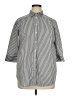 Roaman's Stripes Silver 3/4 Sleeve Button-Down Shirt Size 14w - photo 1