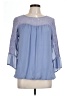 AGB 100% Polyester Blue 3/4 Sleeve Blouse Size L - photo 1