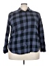 H&M 100% Cotton Checkered-gingham Blue Long Sleeve Button-Down Shirt Size 24 - photo 1