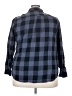 H&M 100% Cotton Checkered-gingham Blue Long Sleeve Button-Down Shirt Size 24 - photo 2