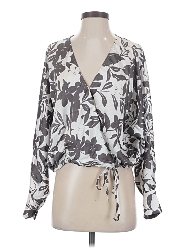 Pre-owned Olivia Grey 3/4 Sleeve Blouse In Gray