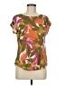Tahari 100% Linen Tropical Multi Color Orange Short Sleeve Blouse Size M - photo 1
