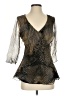 Kriss 100% Silk Black 3/4 Sleeve Silk Top Size S - photo 1