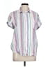 Caslon 100% Cotton Stripes White Short Sleeve Blouse Size L - photo 1