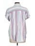 Caslon 100% Cotton Stripes White Short Sleeve Blouse Size L - photo 2