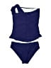 Fabletics Solid Blue Two Piece Swimsuit Size L - photo 2