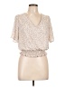 Nine Britton 100% Polyester Tan Short Sleeve Blouse Size L - photo 1