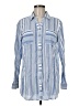Susan Graver Stripes Blue Long Sleeve Button-Down Shirt Size M - photo 1