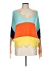 Polly & Esther Color Block Orange Pullover Sweater Size L - photo 1