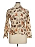 Tess 100% Silk Print Tan Long Sleeve Silk Top Size 14 - photo 1