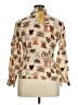 Tess 100% Silk Print Tan Long Sleeve Silk Top Size 14 - photo 2