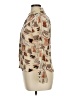Tess 100% Silk Print Tan Long Sleeve Silk Top Size 14 - photo 5