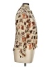 Tess 100% Silk Print Tan Long Sleeve Silk Top Size 14 - photo 4
