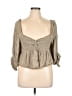 Free People Tan 3/4 Sleeve Blouse Size XL - photo 1