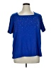Quacker Factory Stars Blue Short Sleeve Top Size 1X - photo 1