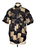Metro Express Print Gold Short Sleeve Button-Down Shirt Size S - photo 1