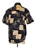 Metro Express Print Gold Short Sleeve Button-Down Shirt Size S - photo 2