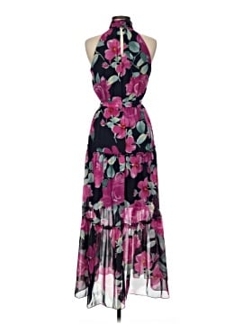 kate and lilly maxi dress Kate and Lily Black, White & Yellow Floral Print Sheer Long Sleeve Maxi Dress