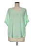 Lush 100% Polyester Solid Green Short Sleeve Blouse Size M - photo 1