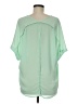 Lush 100% Polyester Solid Green Short Sleeve Blouse Size M - photo 2
