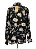 Casual Corner 100% Silk Print Black Long Sleeve Silk Top Size 12 - photo 2
