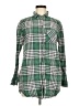 Topshop Plaid Green Long Sleeve Button-Down Shirt Size 6 - photo 1