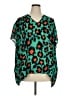 CAbi 100% Polyester Animal Print Green Short Sleeve Blouse Size XL - photo 1