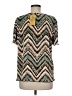 Alfred Dunner 100% Polyester Chevron-herringbone Teal Short Sleeve Blouse Size M - photo 2