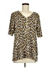 Chaus Animal Print Brown Short Sleeve Blouse Size M - photo 1