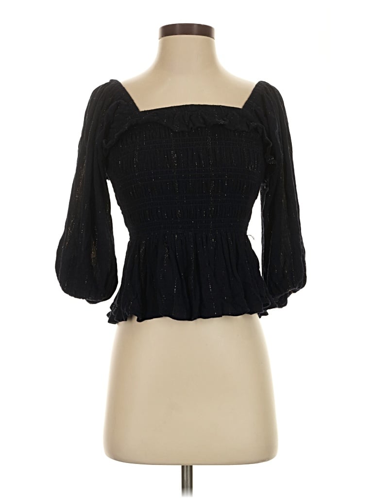 Pre-owned Mi Ami 3/4 Sleeve Blouse In Black