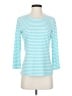 J. McLaughlin Stripes Blue 3/4 Sleeve T-Shirt Size S - photo 1