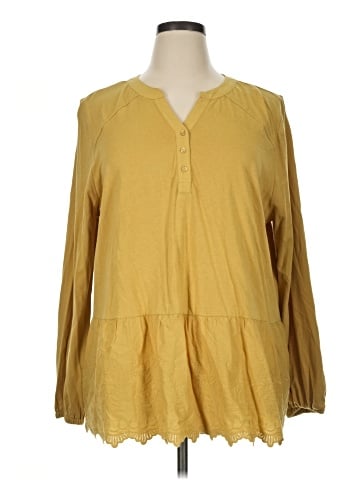 LOGO by Lori Goldstein Long Sleeve Henley (view 1)