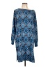 Ann Taylor LOFT Print Blue Casual Dress Size L - photo 1